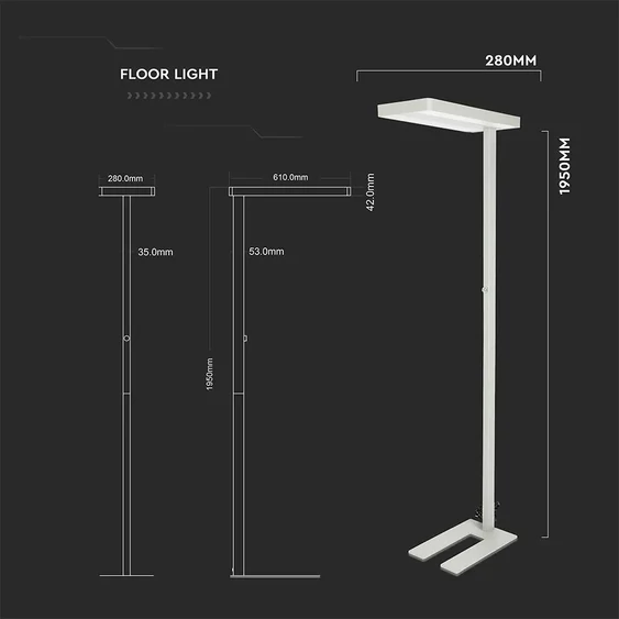 V-TAC 80W fehér LED dimmelhető állólámpa, természetes fehér - SKU 8524