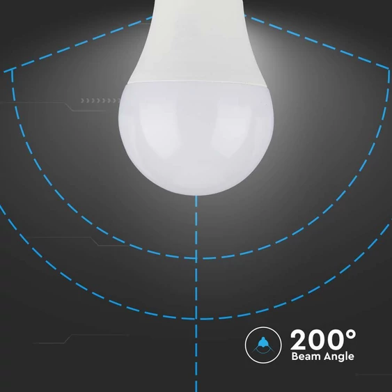 V-TAC 8.5W E27 hideg fehér A60 LED égő, 95 Lm/W - SKU 21230