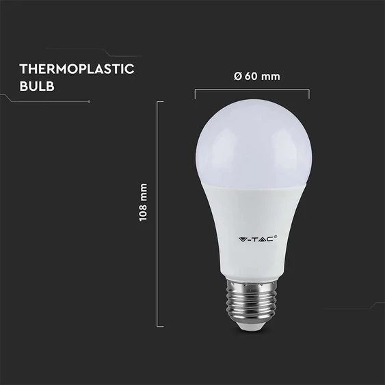 V-TAC 8.5W E27 hideg fehér LED égő, 95LM/W - SKU 217262