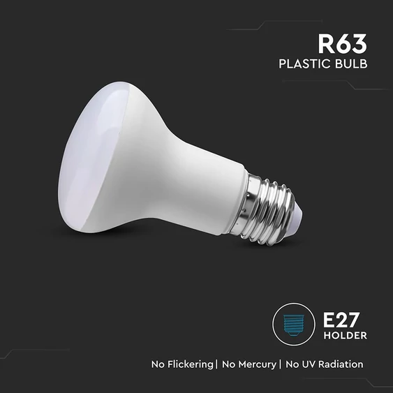 V-TAC 8.5W E27 hideg fehér R63 LED égő - SKU 23899
