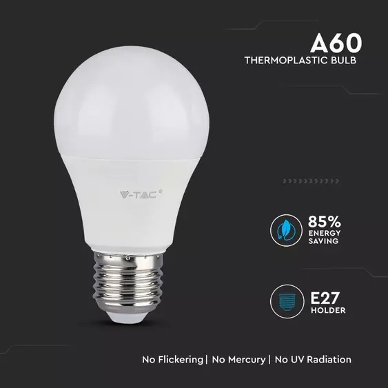 V-TAC 8.5W E27 természetes fehér LED égő - SKU 253