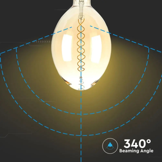 V-TAC 8W borostyán E27 meleg fehér dimmelhető filament LED égő - SKU 7463