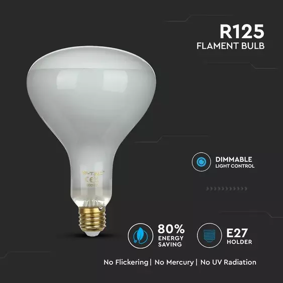 V-TAC 8W E27 meleg fehér dimmelhető filament LED égő - SKU 7466