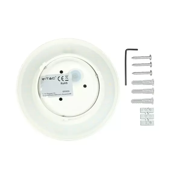V-TAC 8W kültéri, kerek, fali LED lámpa természetes fehér - SKU 217527
