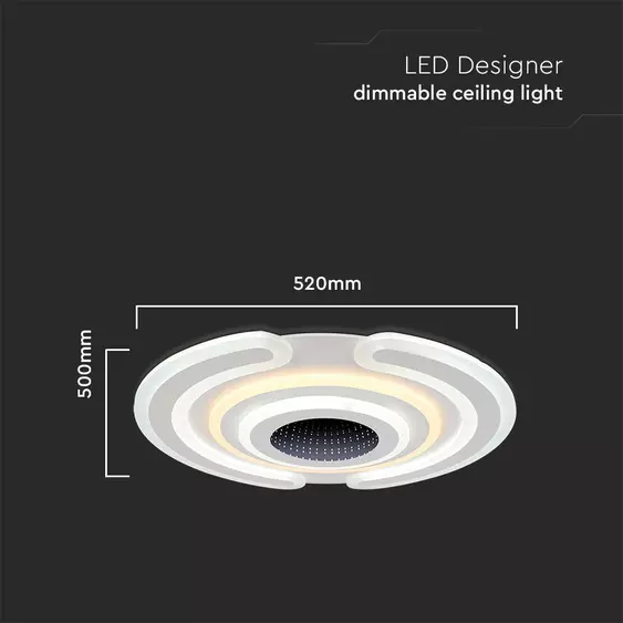 V-TAC 95W Dekoratív kerek mennyezeti lámpa, fényerőszabályozható, RGB+CCT - SKU 15358