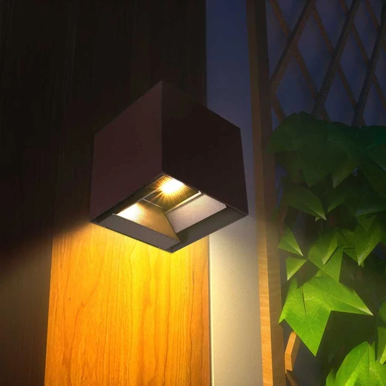 V-TAC 9W COB LED szolár fali Corten lámpa, szenzorral, állítható színhőmérséklettel - SKU 23824