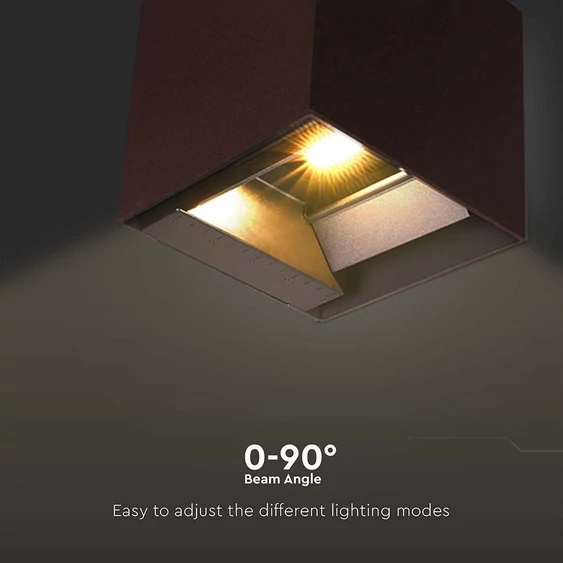 V-TAC 9W COB LED szolár fali Corten lámpa, szenzorral, állítható színhőmérséklettel - SKU 23824