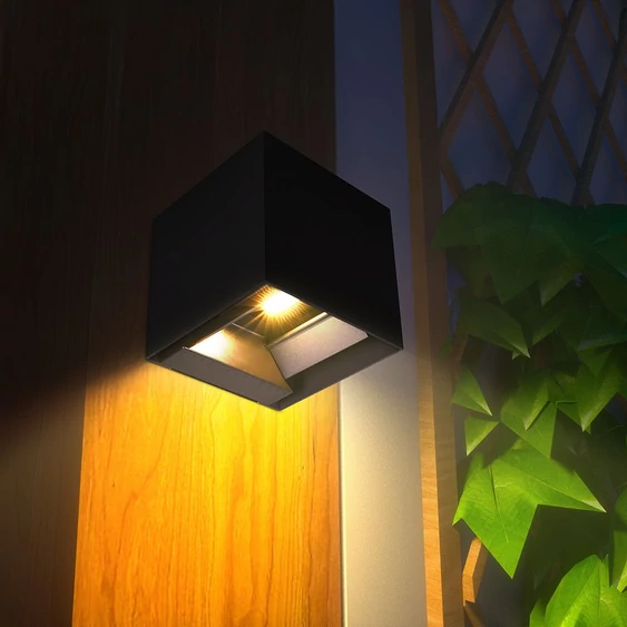 V-TAC 9W COB LED szolár fali fekete lámpa, szenzorral, állítható színhőmérséklettel - SKU 23770
