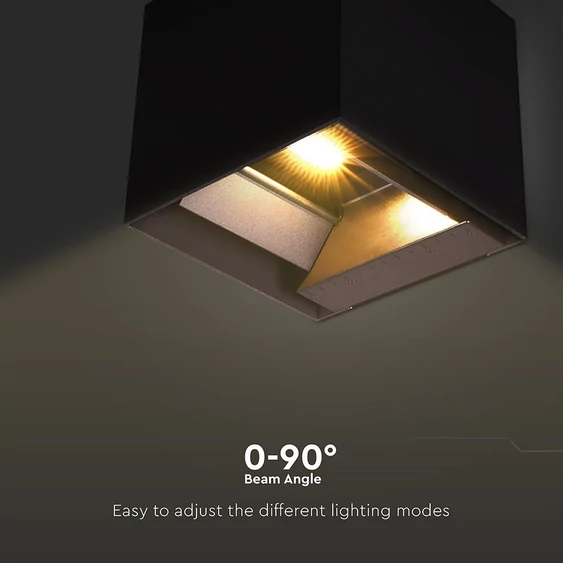 V-TAC 9W COB LED szolár fali fekete lámpa, szenzorral, állítható színhőmérséklettel - SKU 23770