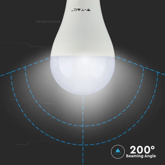 V-TAC 9W E27 hideg fehér akkumulátoros LED égő vészvilágító funkcióval - SKU 2373