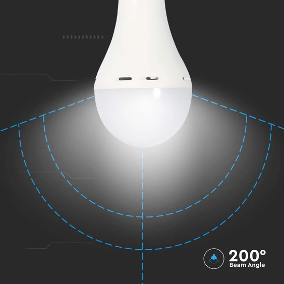 V-TAC 9W E27 természetes fehér akkumulátoros A70 LED égő vészvilágító funkcióval - SKU 7010