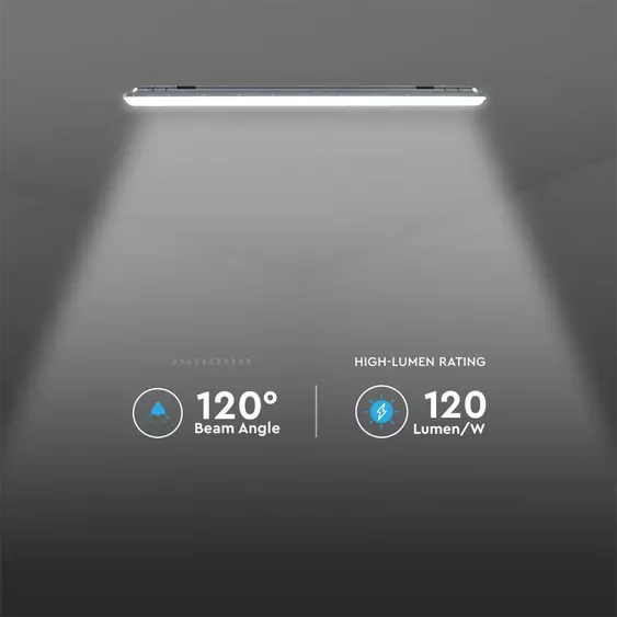 V-TAC ABS LED lámpa 120cm 36W IP65 hideg fehér, szenzorral, 120 Lm/W (X-Széria) - SKU 10215