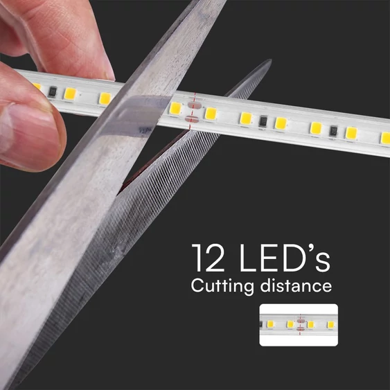 V-TAC AC230V LED szalag IP65 SMD 2835 chip 120 db/m hideg fehér, 50m/tekercs - SKU 23735