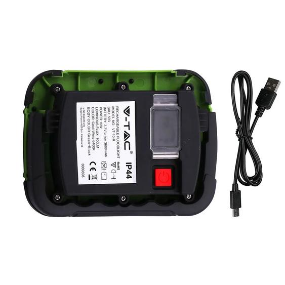 V-TAC akkumulátoros LED reflektor 10W hideg fehér 3600 mAh - SKU 503