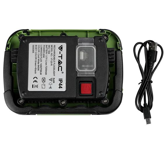 V-TAC akkumulátoros LED reflektor 20W hideg fehér 7200 mAh SOS funkció - SKU 504