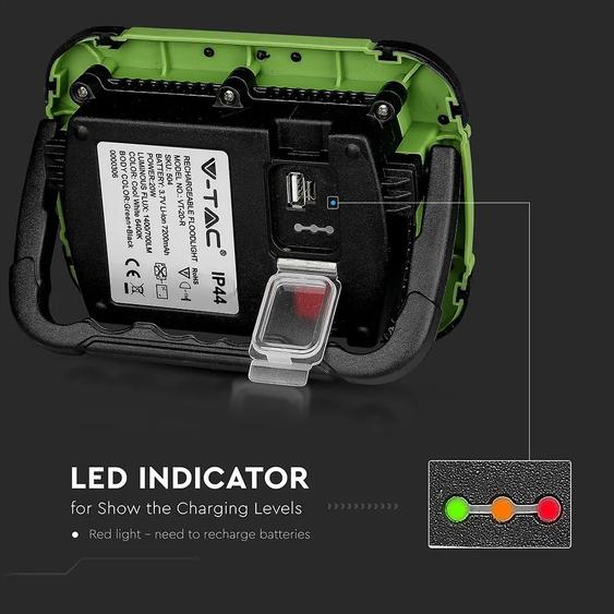 V-TAC akkumulátoros LED reflektor 20W természetes fehér 7200 mAh SOS funkció - SKU 20039