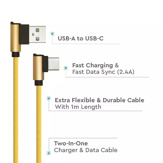 V-TAC arany, USB - Type-C 1m hálózati kábel - SKU 8640