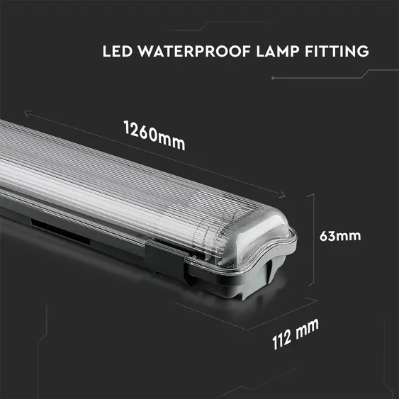 V-TAC armatúra 2 db LED fénycsővel 120cm 36W IP65 természetes fehér - SKU 6387
