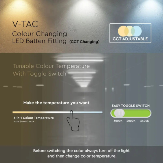 V-TAC armatúra beépített 40W LED fényforrással, állítható színhőmérséklettel - SKU 20149