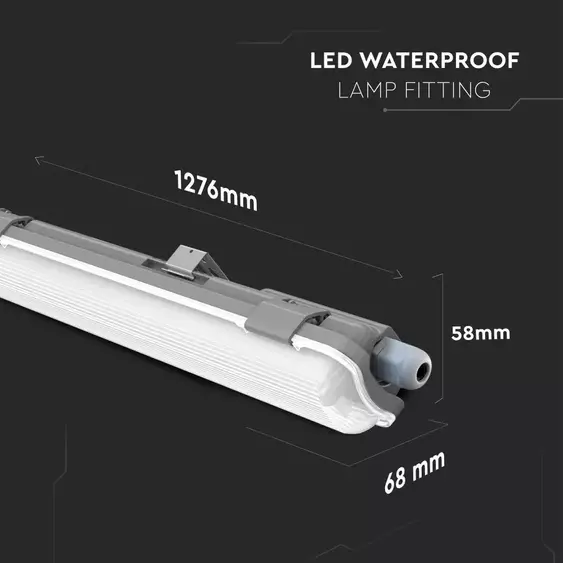 V-TAC armatúra LED fénycsővel 120cm 18W IP65 természetes fehér - SKU 6459