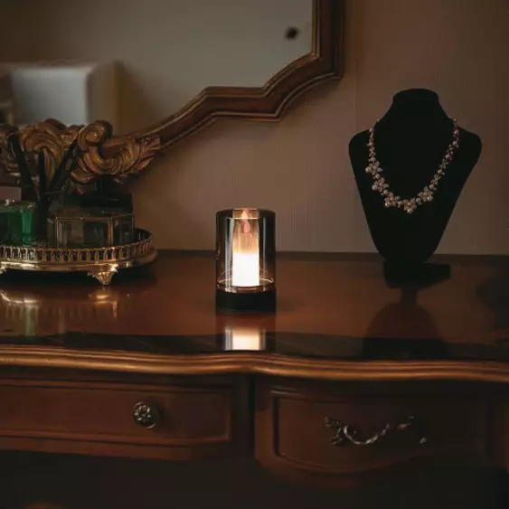 V-TAC asztali LED gyertya, fekete és füstözött üveg, fényerőszabályozható - SKU 10567