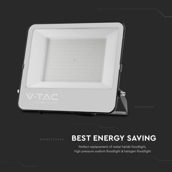 V-TAC B-széria LED reflektor 200W hideg fehér 185 Lm/W, fekete ház - SKU 9897