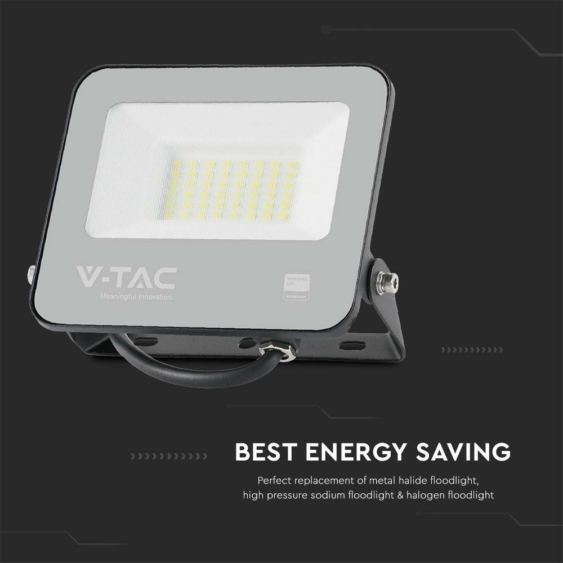 V-TAC B-széria LED reflektor 30W természetes fehér 185 Lm/W, fekete ház - SKU 9255