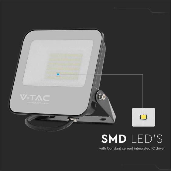 V-TAC B-széria LED reflektor 50W természetes fehér 185 Lm/W, fekete ház - SKU 9892