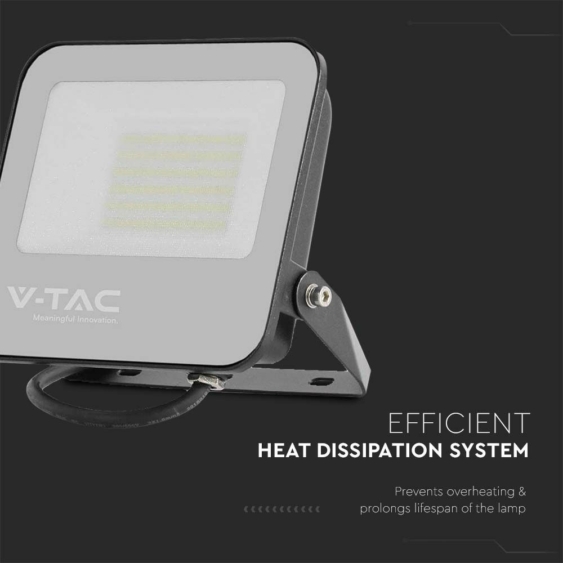 V-TAC B-széria LED reflektor 50W természetes fehér 185 Lm/W, fekete ház - SKU 9892