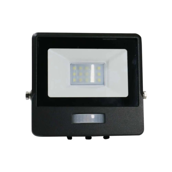 V-TAC beépített mozgásérzékelős LED reflektor 10W meleg fehér, fekete házzal - SKU 20256