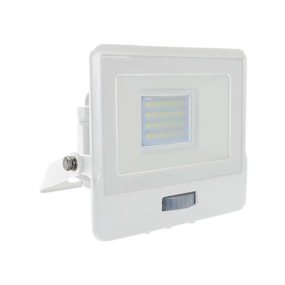 V-TAC beépített mozgásérzékelős LED reflektor 20W meleg fehér, fehér házzal - SKU 20271