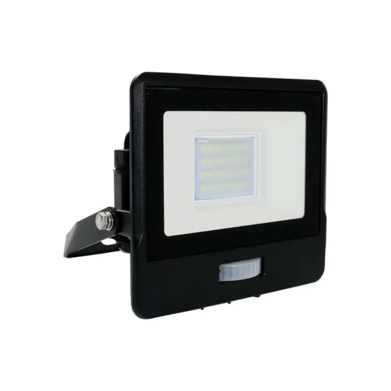 V-TAC beépített mozgásérzékelős LED reflektor 20W természetes fehér, fekete házzal - SKU 20260