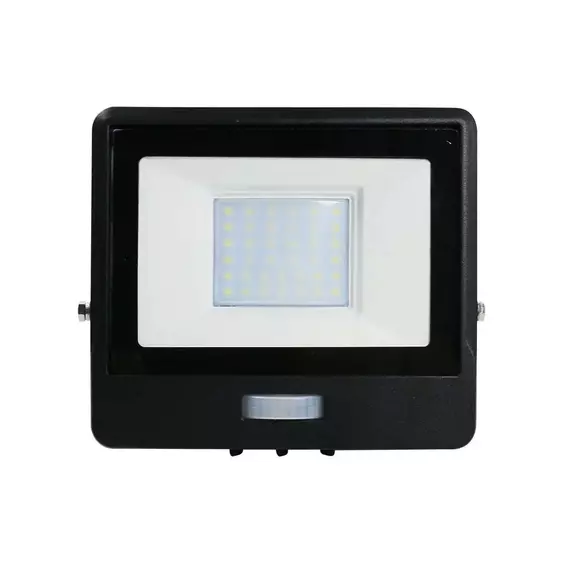 V-TAC beépített mozgásérzékelős LED reflektor 30W természetes fehér, fekete házzal - SKU 20287