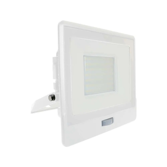 V-TAC beépített mozgásérzékelős LED reflektor 50W hideg fehér, fehér házzal - SKU 20279