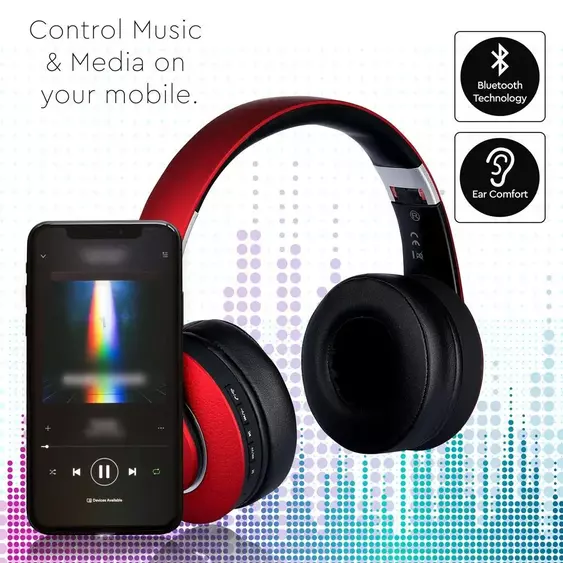 V-TAC Bluetooth fejhallgató, piros - SKU 7731