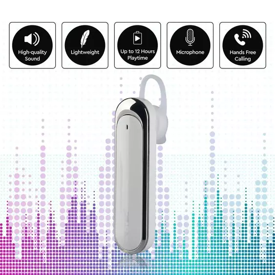 V-TAC Bluetooth fülhallgató, fehér - SKU 7703