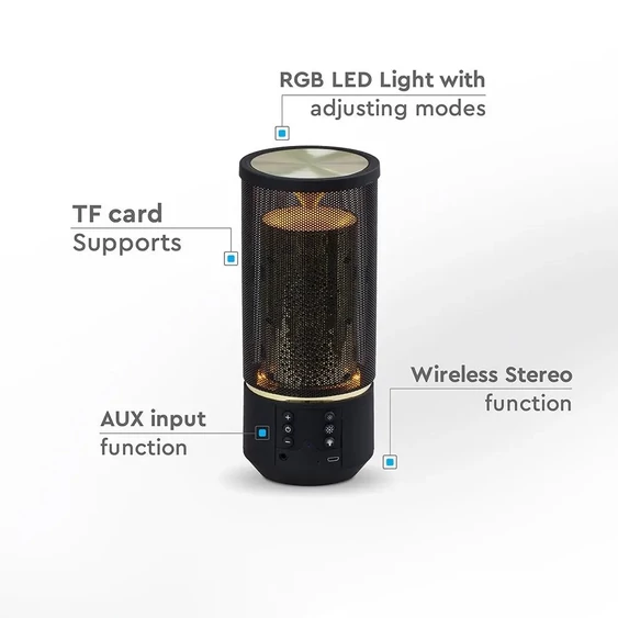 V-TAC bluetooth hangszóró TWS funkcióval, láng effekttel - SKU 7724