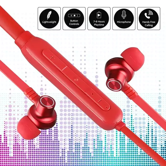 V-TAC Bluetooth headset, piros - SKU 7711