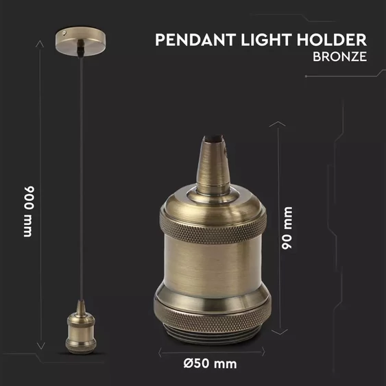 V-TAC bronz színű függeszték E27 foglalattal - SKU 3843