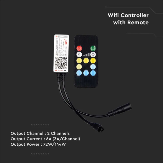 V-TAC CCT LED szalag WiFi vezérlő távirányítóval 12/24V - SKU 2902