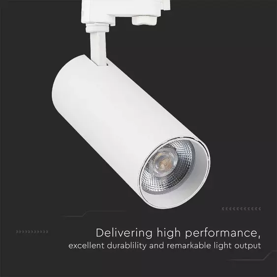 V-TAC COB LED sínes spotlámpa, 40W, 3in1 színhőmérséklet, fehér házzal - SKU 8843