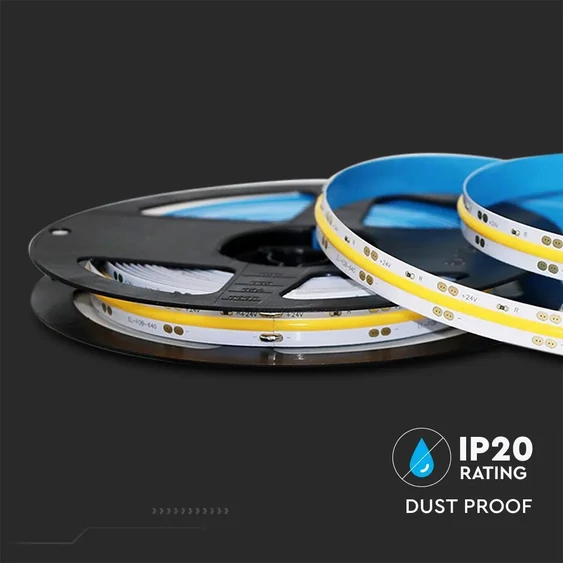 V-TAC DC24V COB LED szalag IP20, 512 db/m meleg fehér - SKU 2649