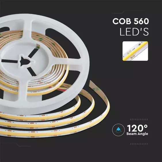 V-TAC DC24V COB LED szalag IP20, 560 db/m, CCT - SKU 10555