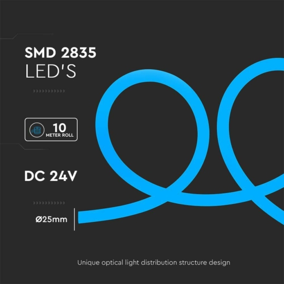 V-TAC DC24V henger alakú LED neon szalag IP65 SMD 2835 chip kék színű - SKU 6872