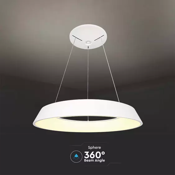 V-TAC dimmelhető 48W designer körcsillár, meleg fehér, fehér házzal, 100 Lm/W - SKU 6903