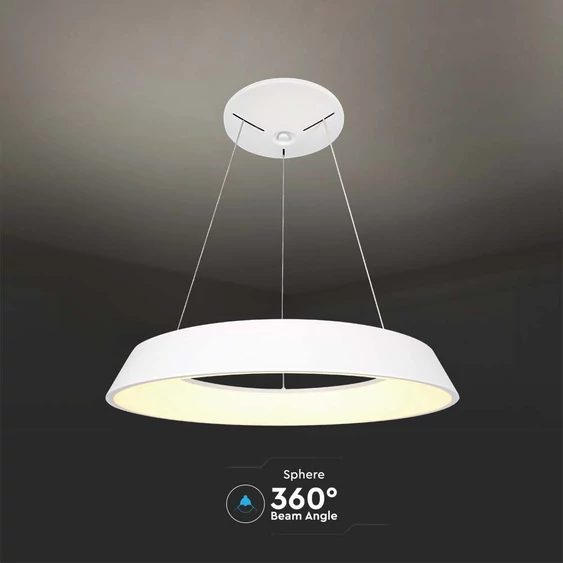 V-TAC dimmelhető 48W designer körcsillár, természetes fehér, fehér házzal, 100 Lm/W - SKU 6904