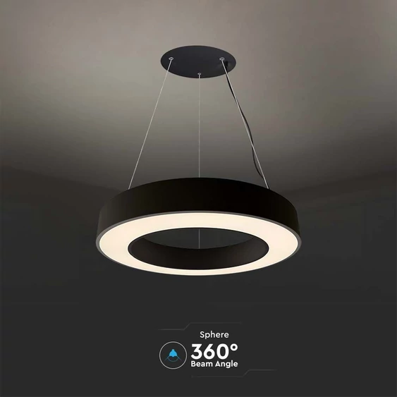 V-TAC dimmelhető 50W designer körcsillár, természetes fehér, fekete házzal, 120 Lm/W - SKU 6957