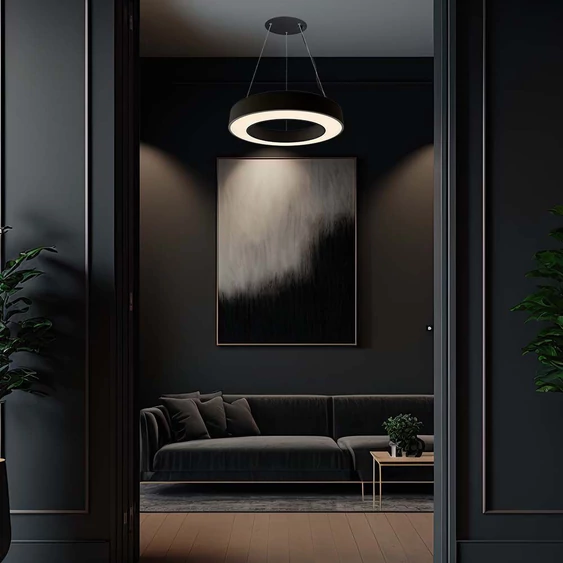 V-TAC dimmelhető 50W designer körcsillár, természetes fehér, fekete házzal, 120 Lm/W - SKU 6957