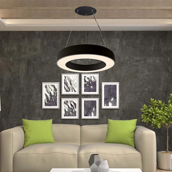 V-TAC dimmelhető 50W designer körcsillár, természetes fehér, fekete házzal, 120 Lm/W - SKU 6957