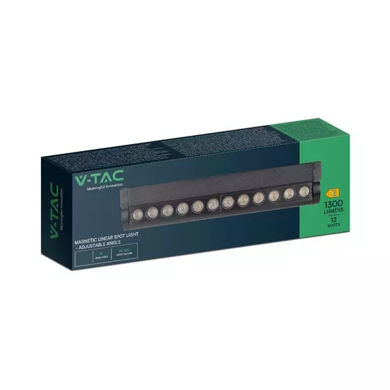 V-TAC dönthető 12W spot LED lámpatest Slim 48V mágneses sínhez, hideg fehér - SKU 10262